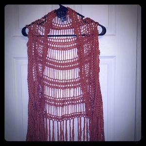 POL sleeveless, crocheted, orange vest